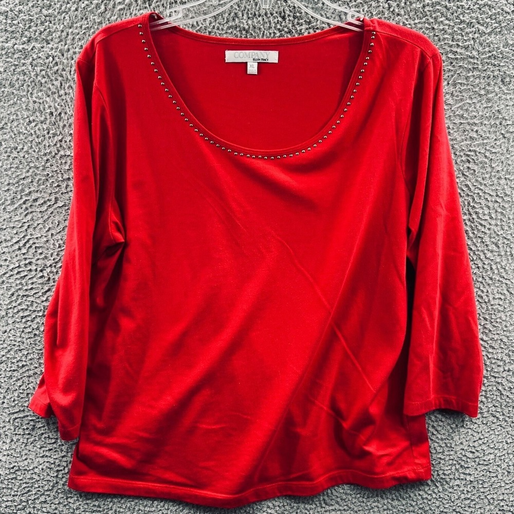 Womens Minimalist Knit Top XL Casual Everyday Classic Studded Elegant Timeless